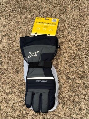 Ski-Doo Mens X-Team Nylon Snowmobile Gloves Terrain Windproof Small Charcoal